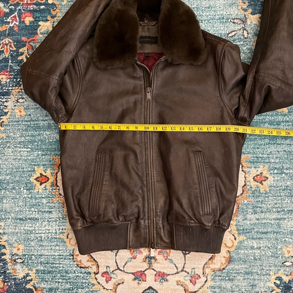 Brown Leather Bomber Jacket - Picture 7 of 11